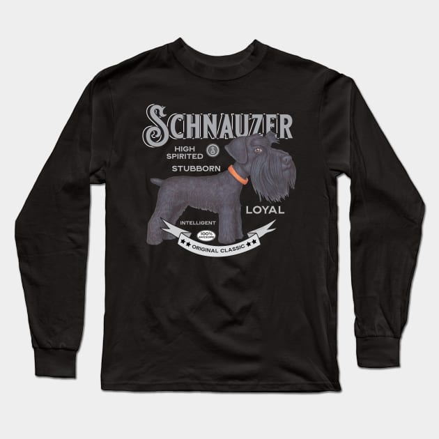 Black Schnauzer Standing Long Sleeve T-Shirt by Danny Gordon Art